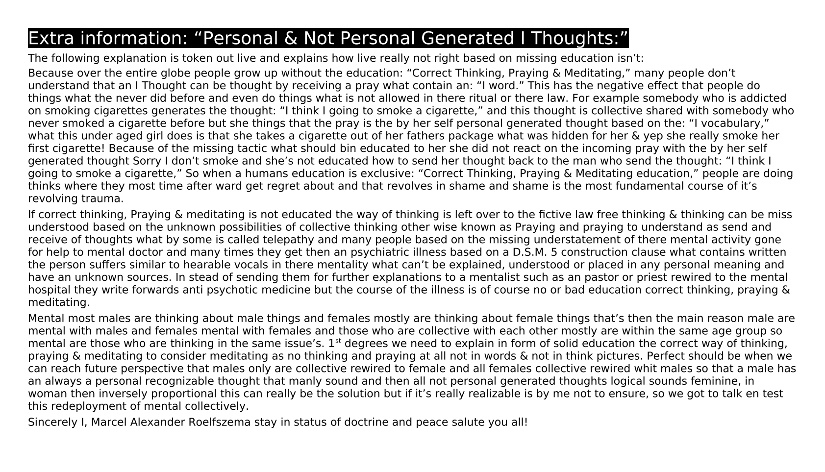 Extra information - Personal & Not Personal Generated I Thoughts